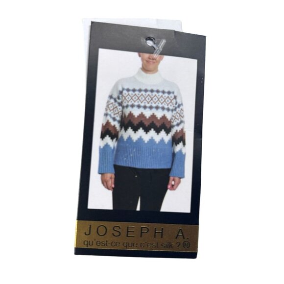 Joseph A. Sweater Women's Size Large Fair Isle Pattern Denim Combo New With Tags - Picture 10 of 10